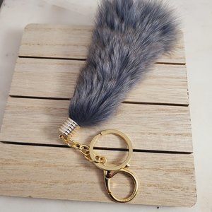 Good Luck Keychains - Fur Tail Keychain Grey Color.